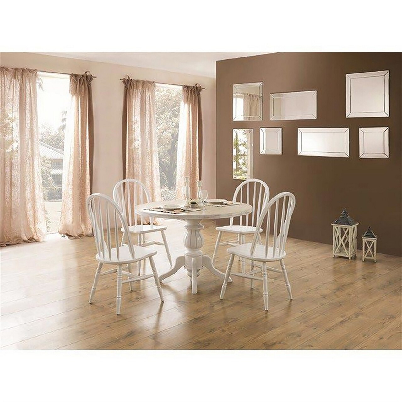 Set masă și scaune (5 bucăți), Hanah Home, Albero08, Alb / Stejar Set masă și scaune (5 bucăți), Hanah Home, Albero08, Alb / Stejar
