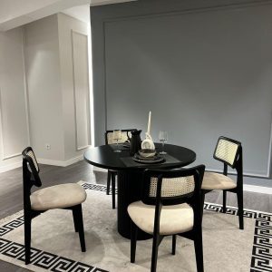 Set masă și scaune (5 bucăți), Hanah Home, Bell, Alb/Negru Set masă și scaune (5 bucăți), Hanah Home, Bell, Alb/Negru