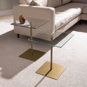 Set masute de cafea, Hanah Home, Elegante 2, Auriu / Transparent