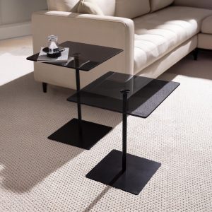 Set masute de cafea, Hanah Home, Elegante 2, Negru / Fume Set masute de cafea, Hanah Home, Elegante 2, Negru / Fume