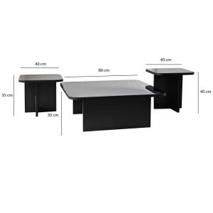 Set masute de cafea, Hanah Home, Jazz, Negru / Fume