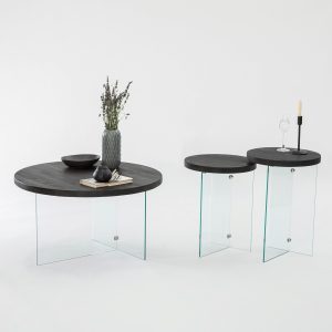 Set masute de cafea, Hanah Home, Serenity 2, Antracit / Transparent