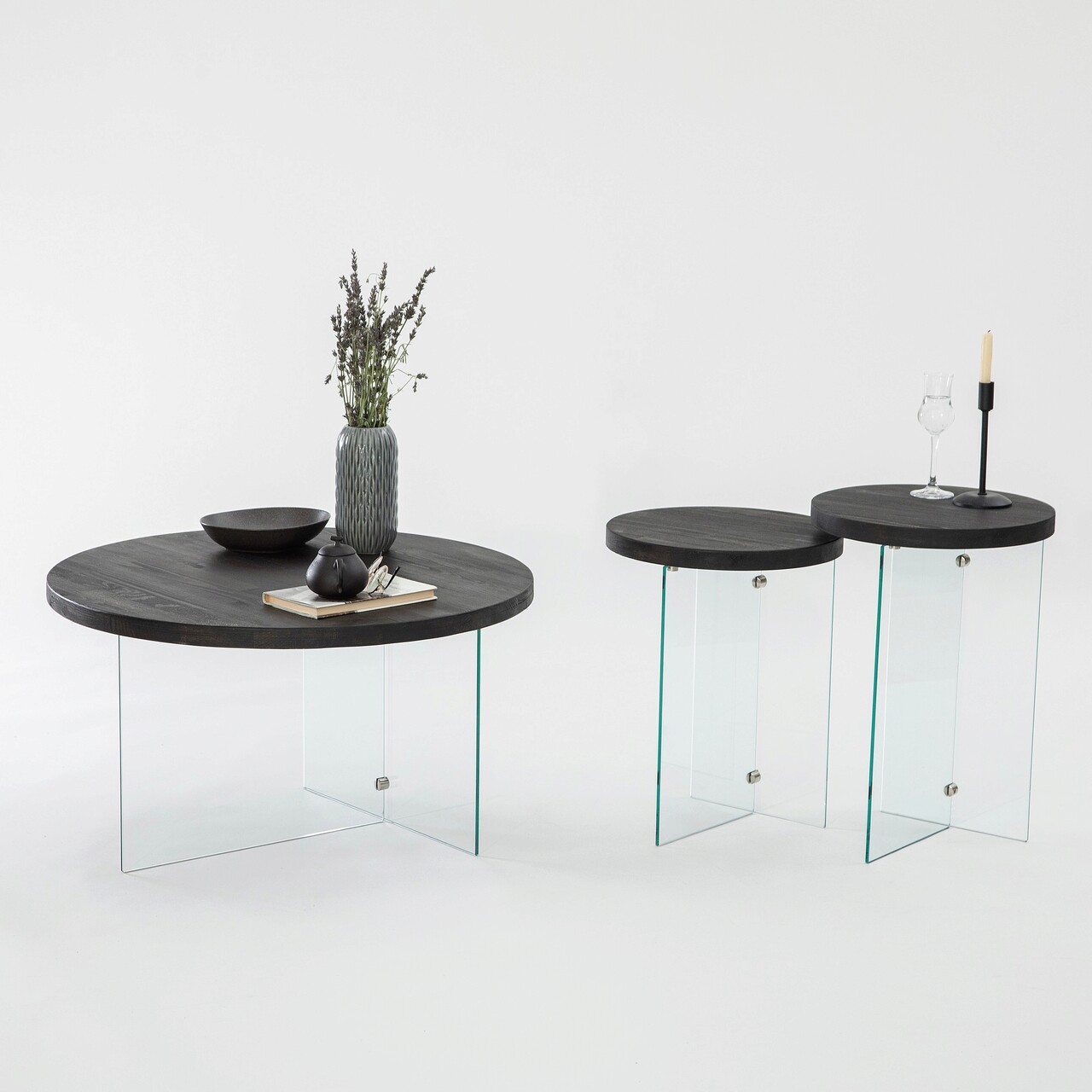 Set masute de cafea, Hanah Home, Serenity 2, Antracit / Transparent Set masute de cafea, Hanah Home, Serenity 2, Antracit / Transparent