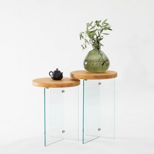 Set masute de cafea, Hanah Home, Serenity 2, Stejar / Transparent