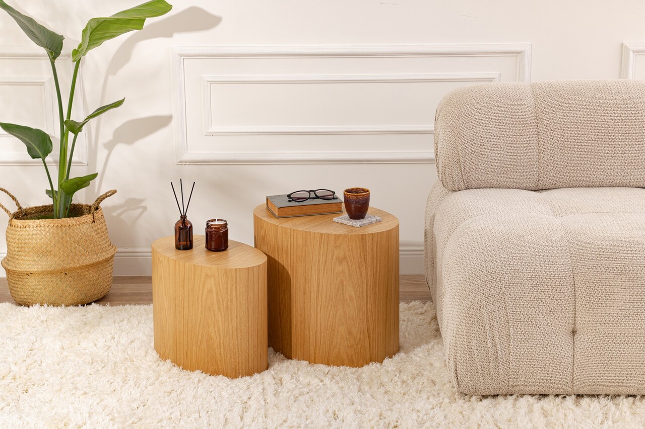 Set masute 2 piese, Hanah Home, Elipse Set, Stejar Set masute 2 piese, Hanah Home, Elipse Set, Stejar