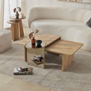 Set masute de cafea, Hanah Home, Luna 4, Bronz / Stejar Safir Set masute de cafea, Hanah Home, Luna 4, Bronz / Stejar Safir