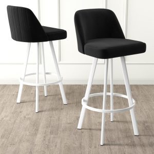 Set scaune de bar 6 piese, Hanah Home, Atex, Alb/Negru