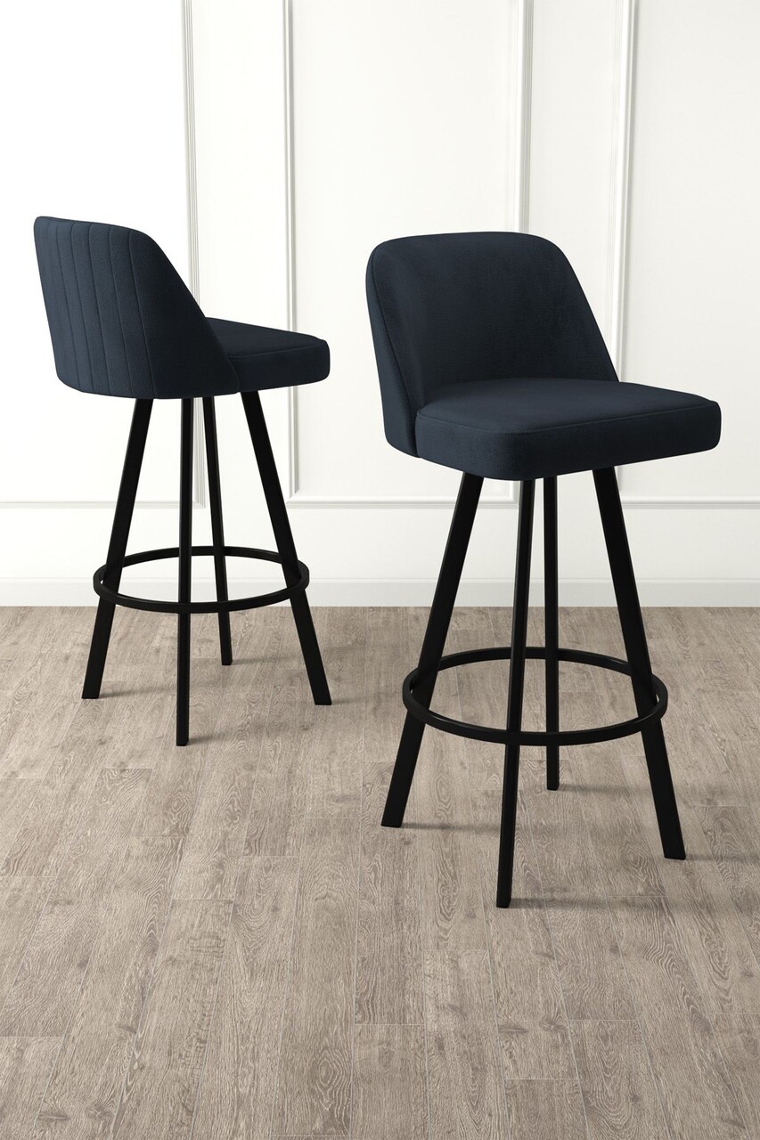 Set scaune de bar 6 piese, Hanah Home, Atex, Antracit / Negru Set scaune de bar 6 piese, Hanah Home, Atex, Antracit / Negru