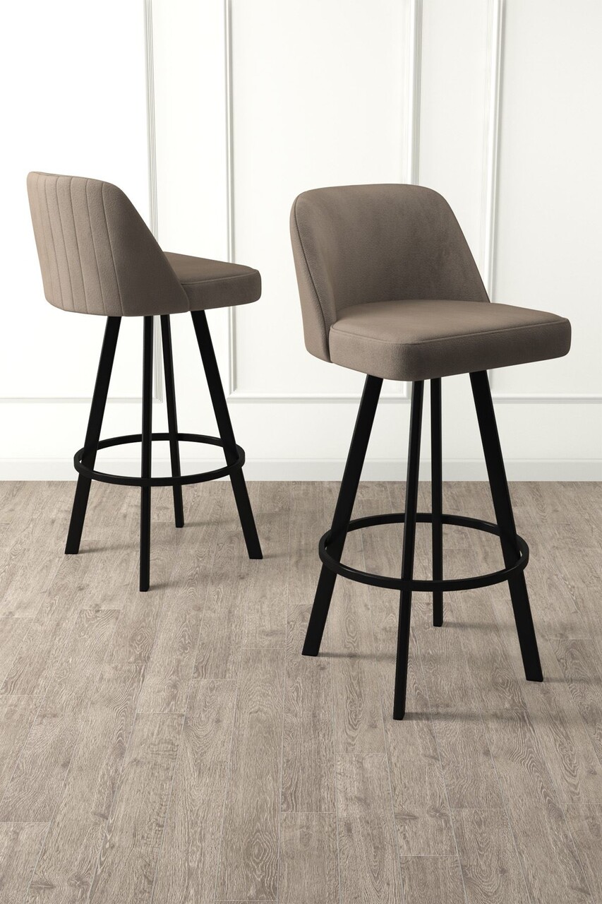 Set scaune de bar 6 piese, Hanah Home, Atex, Cappuccino / Negru Set scaune de bar 6 piese, Hanah Home, Atex, Cappuccino / Negru