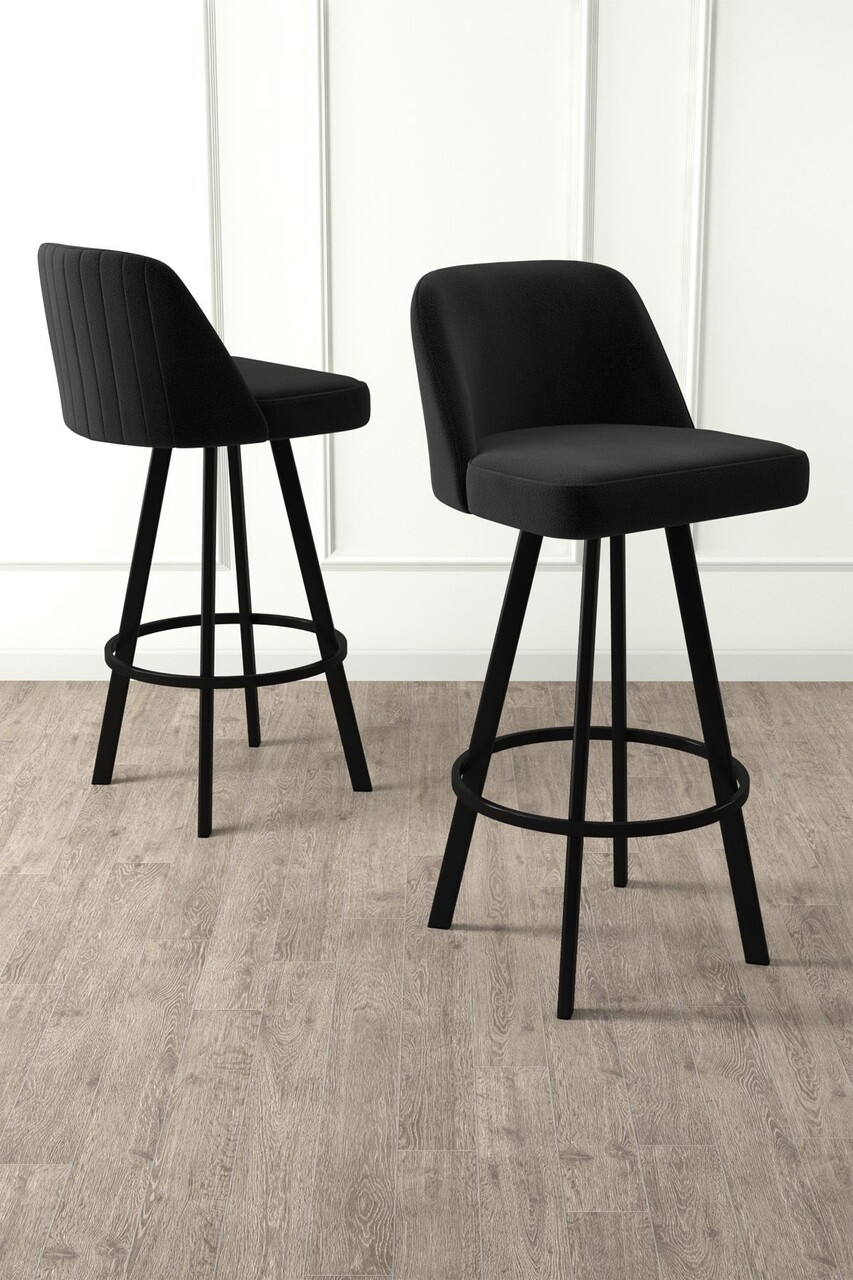 Set scaune de bar 6 piese, Hanah Home, Atex, Negru Set scaune de bar 6 piese, Hanah Home, Atex, Negru