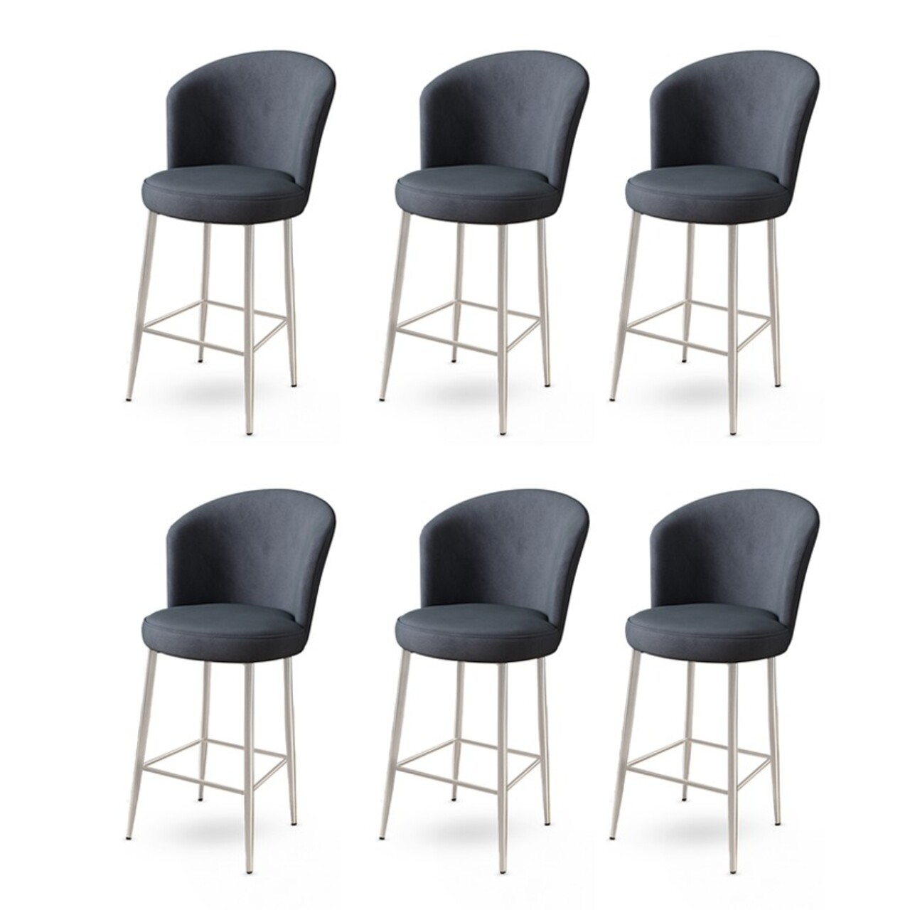 Set scaune de bar 6 piese, Hanah Home, Alte, Antracit / Crom Set scaune de bar 6 piese, Hanah Home, Alte, Antracit / Crom
