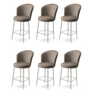 Set scaune de bar 6 piese, Hanah Home, Alte, Cappuccino / Chrome