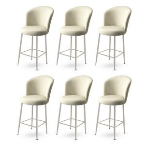 Set scaune de bar 6 piese, Hanah Home, Alte, Crem / Crom
