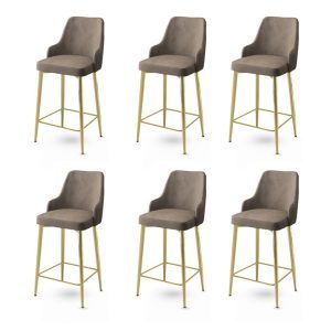 Set scaune de bar 6 piese, Hanah Home, Enox, Cappuccino / Aur Set scaune de bar 6 piese, Hanah Home, Enox, Cappuccino / Aur