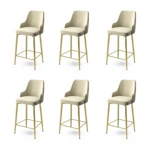 Set scaune de bar 6 piese, Hanah Home, Enox, Crem / Aur Set scaune de bar 6 piese, Hanah Home, Enox, Crem / Aur