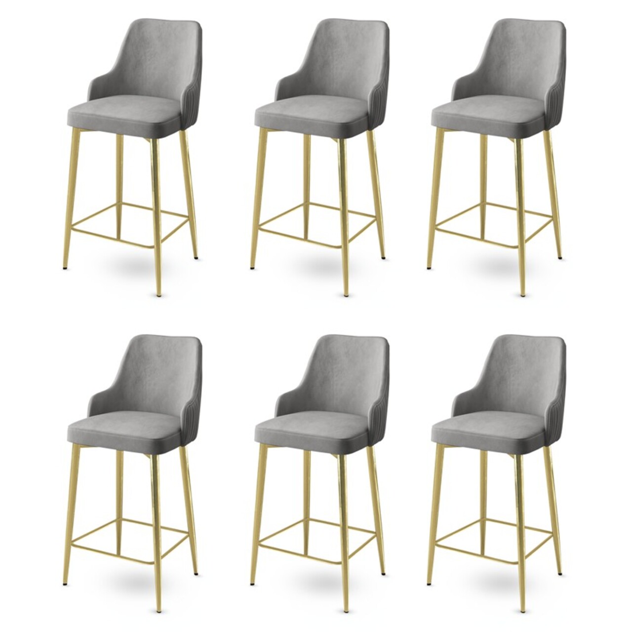 Set scaune de bar 6 piese, Hanah Home, Enox, Gri / Auriu Set scaune de bar 6 piese, Hanah Home, Enox, Gri / Auriu