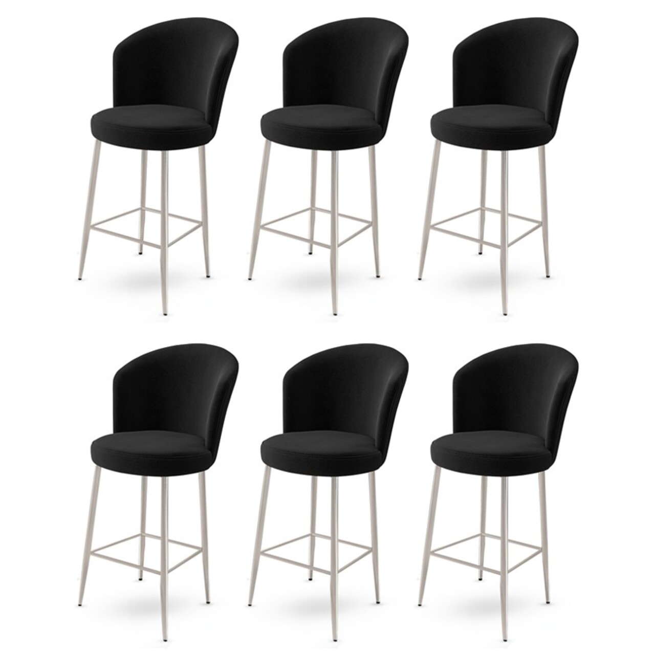 Set scaune de bar 6 piese, Hanah Home, Fora, Negru / Crom Set scaune de bar 6 piese, Hanah Home, Fora, Negru / Crom