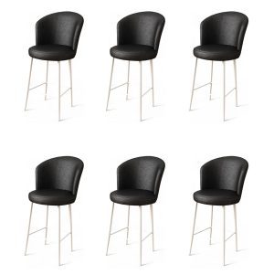 Set scaune de bar 6 piese, Hanah Home, Uras, Alb/Negru Set scaune de bar 6 piese, Hanah Home, Uras, Alb/Negru