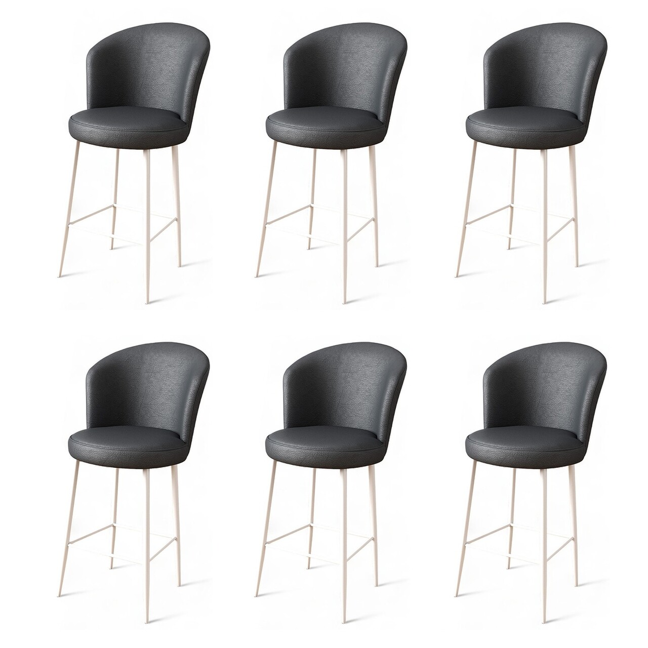 Set scaune de bar 6 piese, Hanah Home, Uras, Antracit/Alb Set scaune de bar 6 piese, Hanah Home, Uras, Antracit/Alb