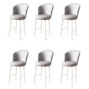Set scaune de bar 6 piese, Hanah Home, Uras, Gri/Alb