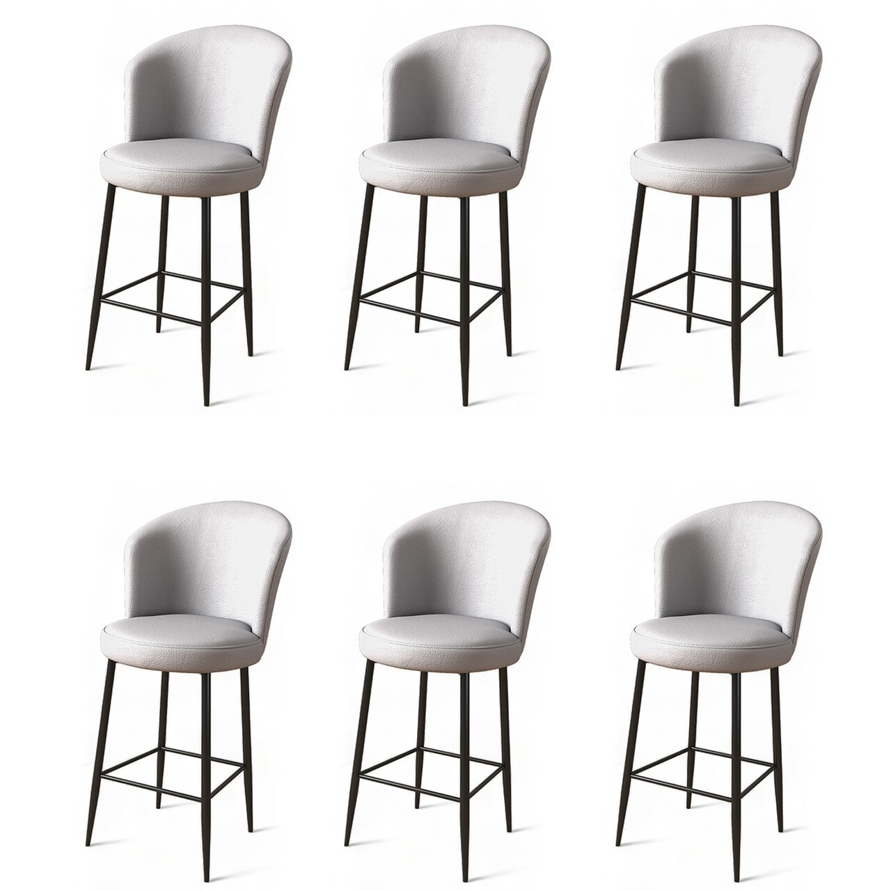 Set scaune de bar 6 piese, Hanah Home, Uras, Gri/Negru Set scaune de bar 6 piese, Hanah Home, Uras, Gri/Negru