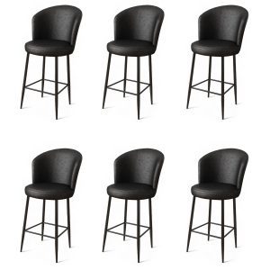 Set scaune de bar 6 piese, Hanah Home, Uras, Negru Set scaune de bar 6 piese, Hanah Home, Uras, Negru