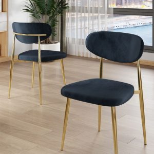Set scaune 6 piese, Hanah Home, Vina, Antracit / Aur