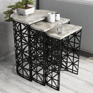 Masuta Auxiliara Stil – Alb Marble Masuta Auxiliara Stil - Alb Marble