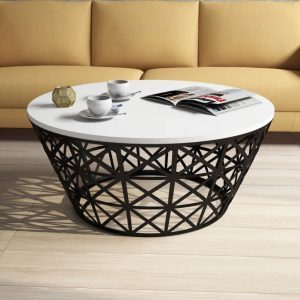 Masuta de Cafea Stil Metal Ferforje – Alb Masuta de Cafea Stil Metal Ferforje - Alb