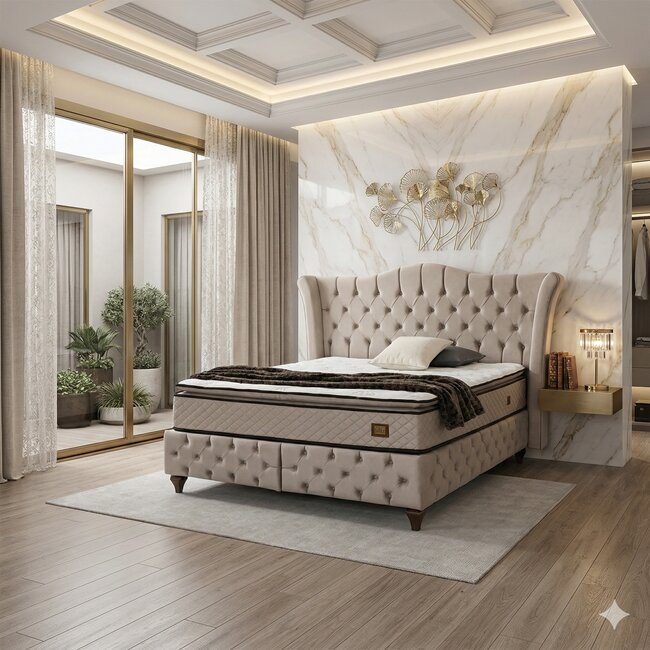 Pat Adela cu saltea Gratis, crem – 160×200 cm, design elegant, confort premium, structură rezistentă Pat Adela cu saltea Gratis, crem - 160x200 cm, design elegant, confort premium, structură rezistentă