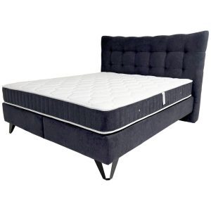 Pat Tapițat Cu Saltea 160x200, 160/200 cm, antracit