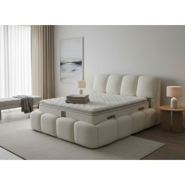 Set pat + Saltea Gratis ,tapițat Shakira 160×200 cm crem cu somieră rabatabilă, ladă depozitare și saltea inclusă Set pat + Saltea Gratis ,tapițat Shakira 160x200 cm crem cu somieră rabatabilă, ladă depozitare și saltea inclusă